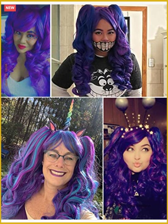 Long Curly Cosplay Wig with 2 Detachable Ponytails, Heat Resistant main image 4